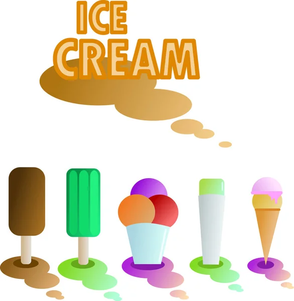 Different Types Ice Creams — Stock Vector