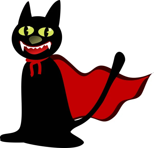Bild Kitty Dracula Med Mantel — Stock vektor