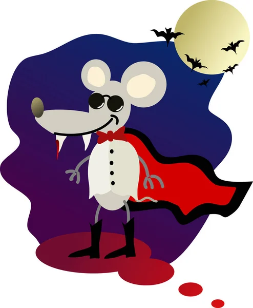 Lustiges Bild Von Dracula Ratte Mit Mantel — Stockvektor