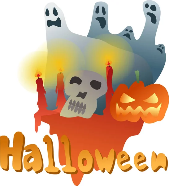 Halloween Con Fantasmas Calabaza — Vector de stock