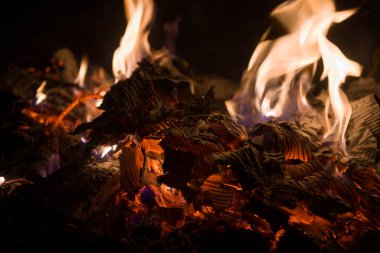 Karanlıktaki şenlik ateşi ışıkları Işığın ve gölgenin güzel oyunu