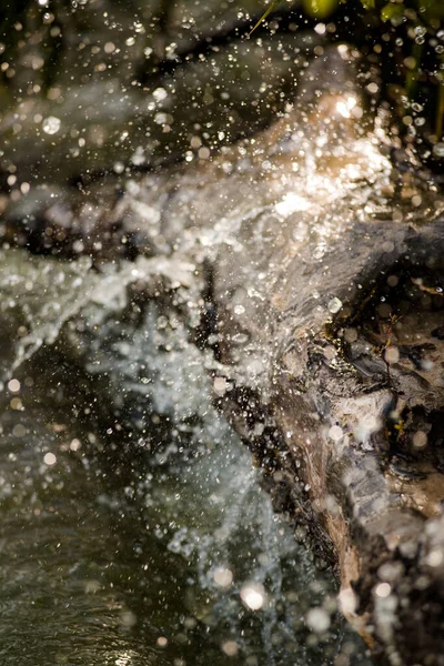 Šplouchání Vody Řece Hra Světla Tmy Vodě Zemi — Stock fotografie