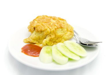 pirinç ve biber kaynağı ile Tay omlet