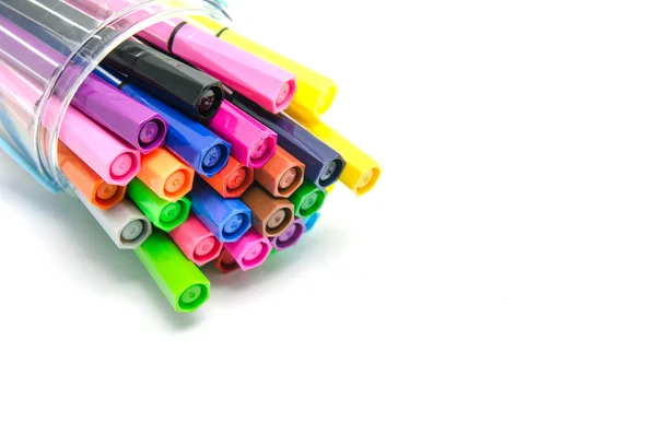 Multicolored Felt Tip Pens on White Background — Stock Photo, Image