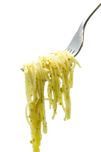 Massa com molho de pesto — Fotografia de Stock