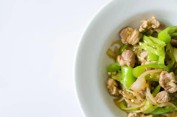 Stir fried pork with green chili pepper. — Stock Photo, Image