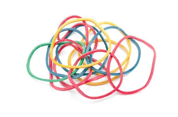 Elastic bands on a white background — Stock Photo, Image