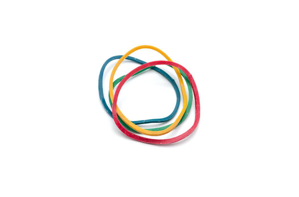 Elastic bands on a white background