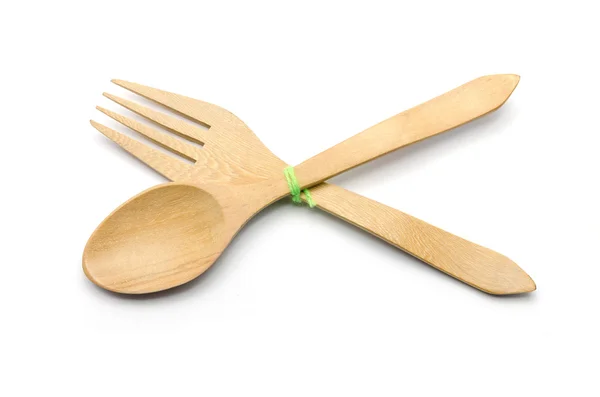 木勺子和叉子 — 图库照片