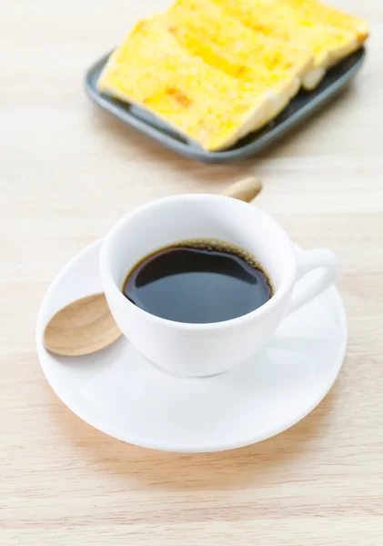 Xícara de café e pão de alho — Fotografia de Stock