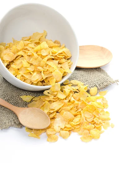 Corn flakes in bowl isolated — Stock Photo, Image