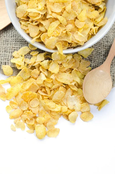 Corn flakes in bowl isolated — Stock Photo, Image