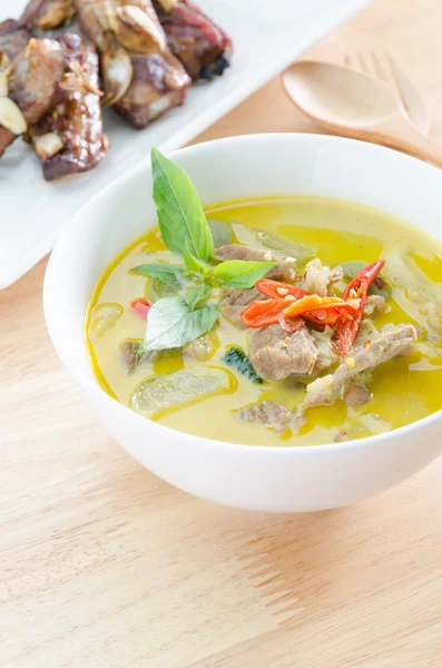 Green curry with pork and spare ribs bake — Stock Photo, Image