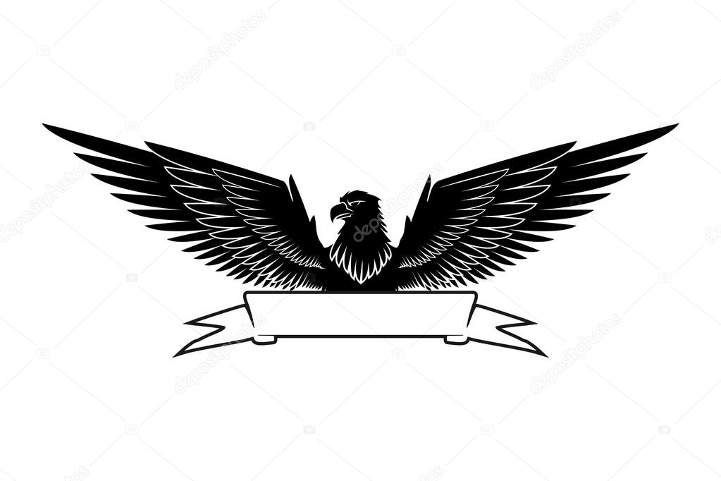 Eagle with a ribbon that can be after minor сorrection as the logo for print and ... well or sticker