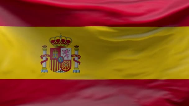 Realistisch Spanje vlag zwaaien in de wind. Naadloze lus banner animatie. Nationale vlag van Spanje Closeup. Spanje en Madrid. Voor nieuws, Onafhankelijkheidsdag, Presidentsdag, Nationale Dag van Spanje. — Stockvideo
