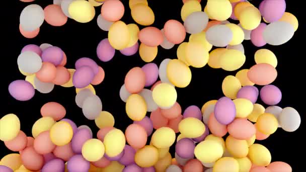 Uova di Pasqua multicolori che cadono. Transizione con canale alfa. Buona Pasqua. Colori pastello. tradizionale festa primaverile — Video Stock