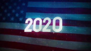 2022 election year in front of USA waving flag. American flag with years changing from 2020 to 2022. Election 2022 campaign concept.