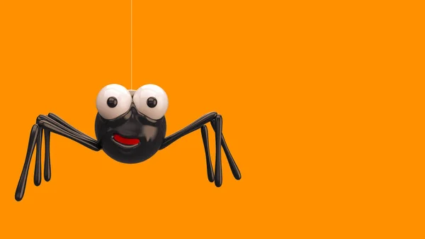3Dレンダリングイラスト笑顔小さなかわいいクモ上のオレンジ隔離された背景 — ストック写真