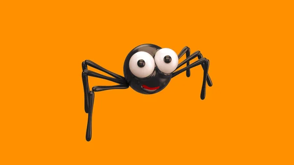Render Illustration Smiling Small Cute Spider Orange Isolated Background — Stock Photo, Image