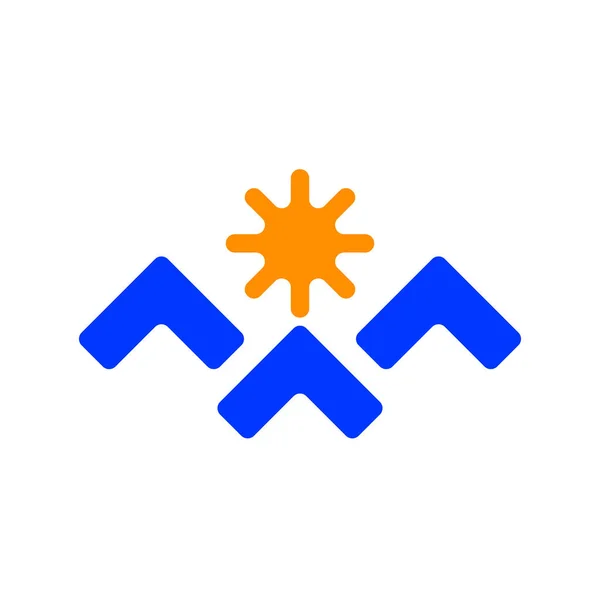 Logo Gór Słońca Ikona Wektor Godło — Wektor stockowy