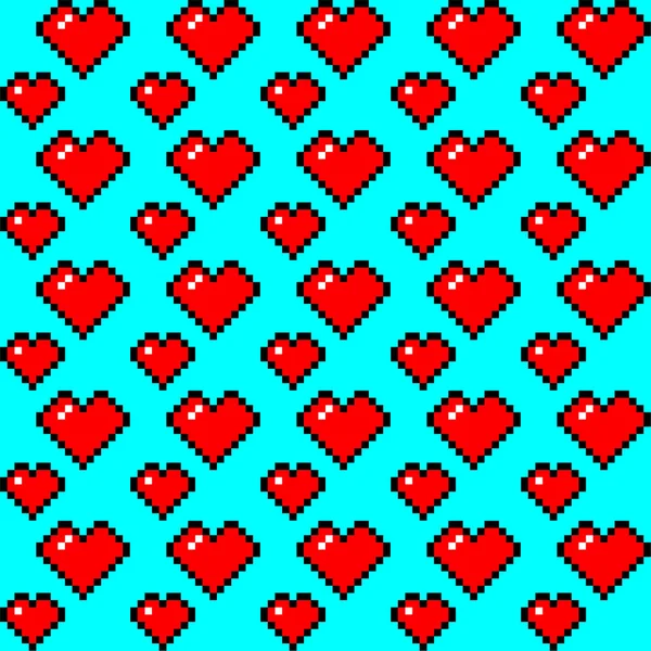 Pixel Motif Coeur Sur Fond Bleu Motif Infinity Illustration Vectorielle — Image vectorielle