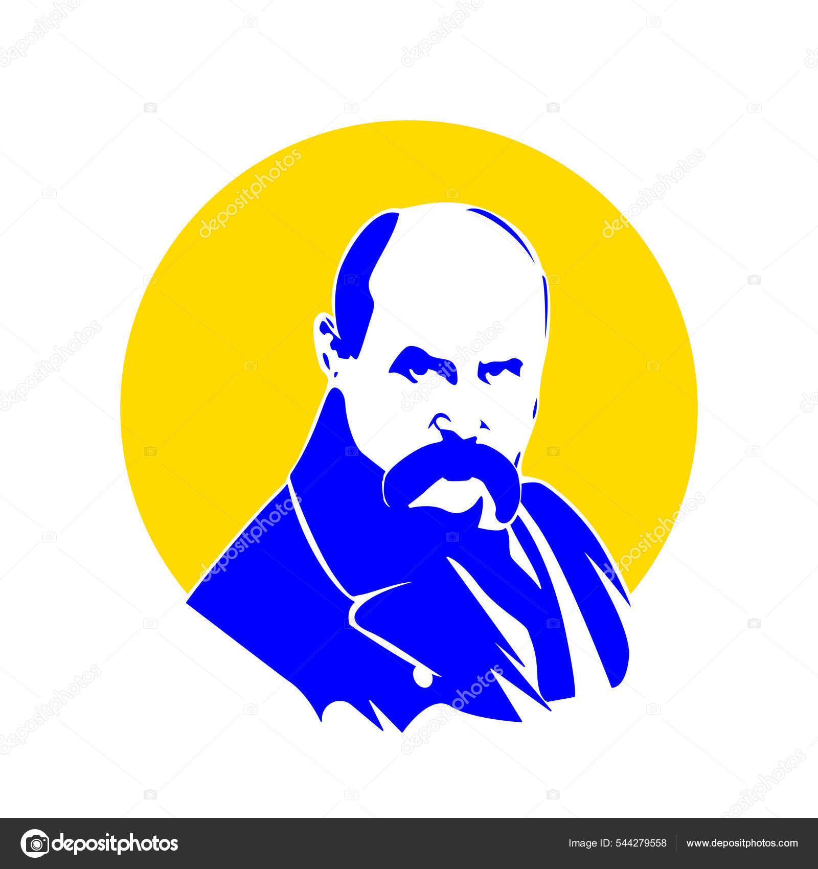 Тарас Шевченко Украинский Писатель Поэт Художник Векторная.