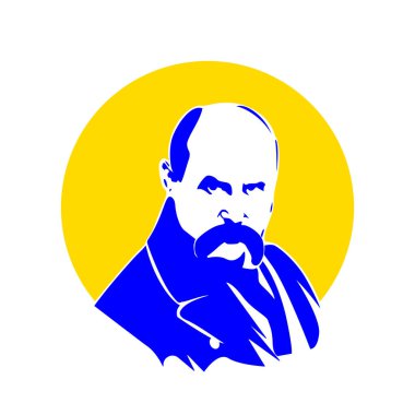 Taras Shevchenko. Ukraynalı yazar. Şair ve Ressam. Vektör çizimi. Beyaz arka plan. izole nesne. 