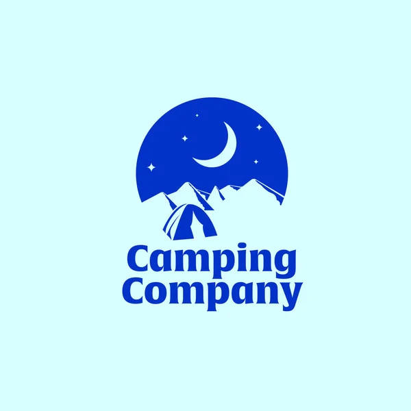 Tent Background Mountains Moon Night Stars Sky Logo Concept Camping — Stock vektor