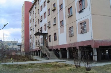 Şehir Bilibino Çukotka, Rusya. Uzak Doğu ve Kuzey Kuzey Rus şehri.