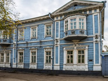Irkutsk, Rusya - 24 Ağustos 2016: Eski ahşap evlerde Irkutsk. Rusya'nın ahşap mimarisi
