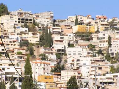 Nazareth, İsrail - 23 Mayıs 2013: Yerler Nasıralı, binalar genel bakış ve Nazareth manzaraları.