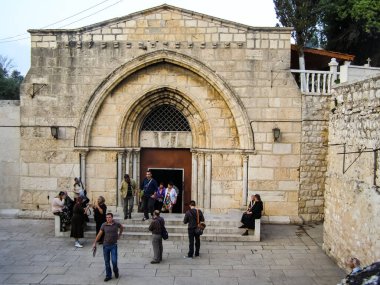 Jerusalem, İsrail - 23 Mayıs 2013: Kudüs şehri, şehir ve İsrail, dini semboller ve Binalar şehrin sokaklarında.