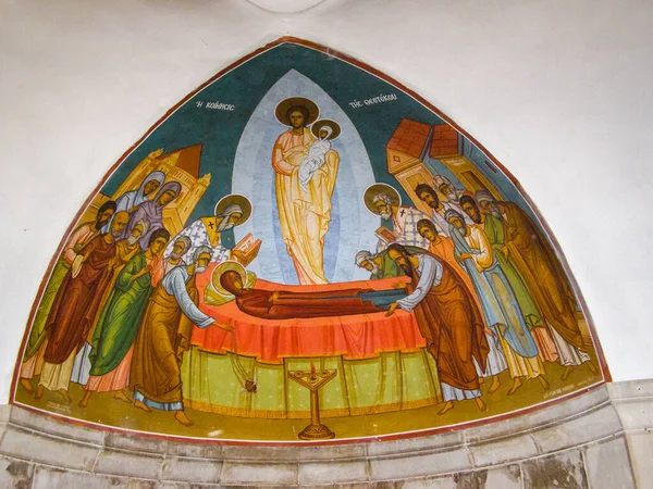 以色列耶路撒冷 2013年5月23日 耶路撒冷市 基督教会的内部 壁画和装饰元素的内部 — 图库照片