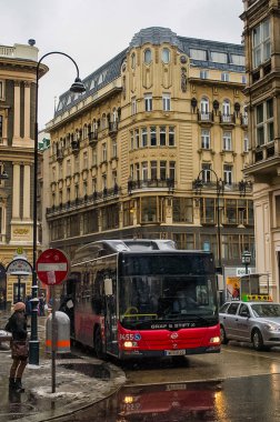 Vienna, Avusturya - 20 Ocak 2014: Viyana manzaraları, binalar ve Viyana kenti sokaklarında. Tapınaklar ve katedralleri Gotik ve Bizans tarzı antika binalar.