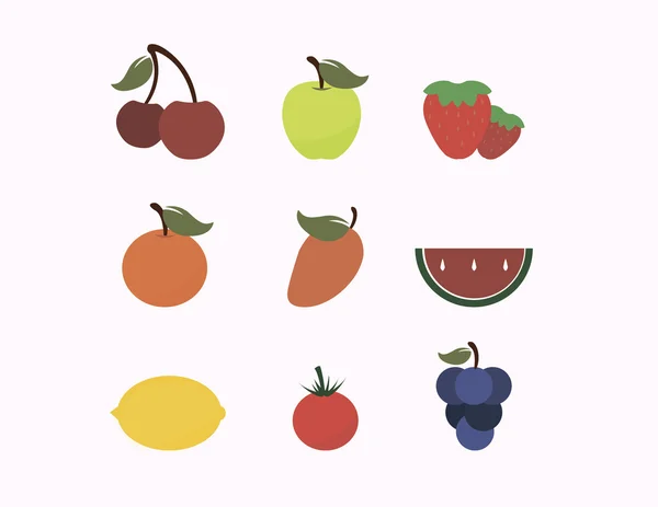 Iconos de frutas y verduras — Vector de stock