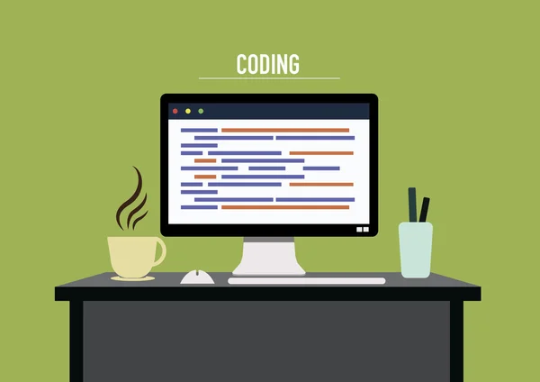 Proces webpagina codering en programmering — Stockvector