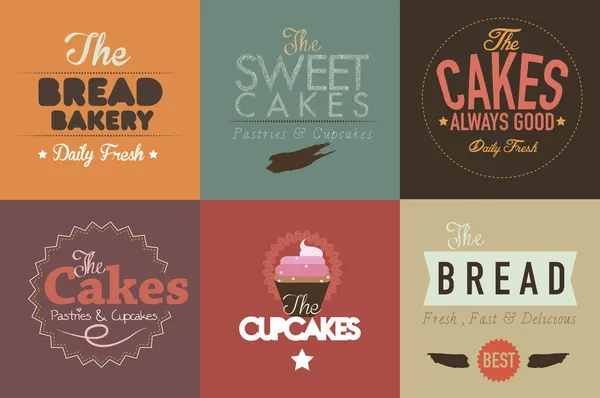 Étiquettes de boulangerie rétro et badges logo — Image vectorielle