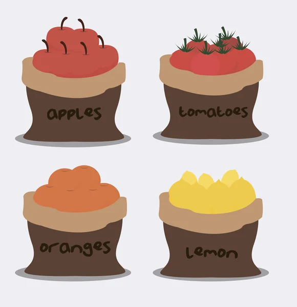 Jablka, rajčata, pomeranče a citrony — Stockový vektor
