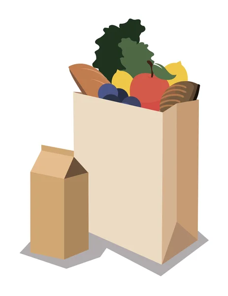 Groceries in a paper bag — Stock Vector