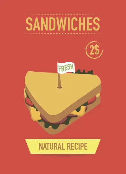 Vintage sandwiches poster — Stock Vector