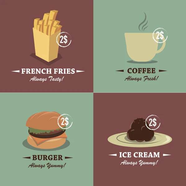 Fast food menu karty — Stockový vektor