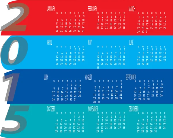 Calendario variopinto anno 2015 — Vettoriale Stock