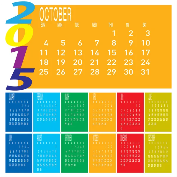 Πολύχρωμο ημερολογιακό έτος 2015 — Διανυσματικό Αρχείο