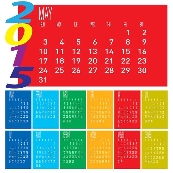 År 2015 färgglad kalender — Stock vektor