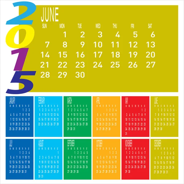 到 2015 年将彩色的日历 — 图库矢量图片