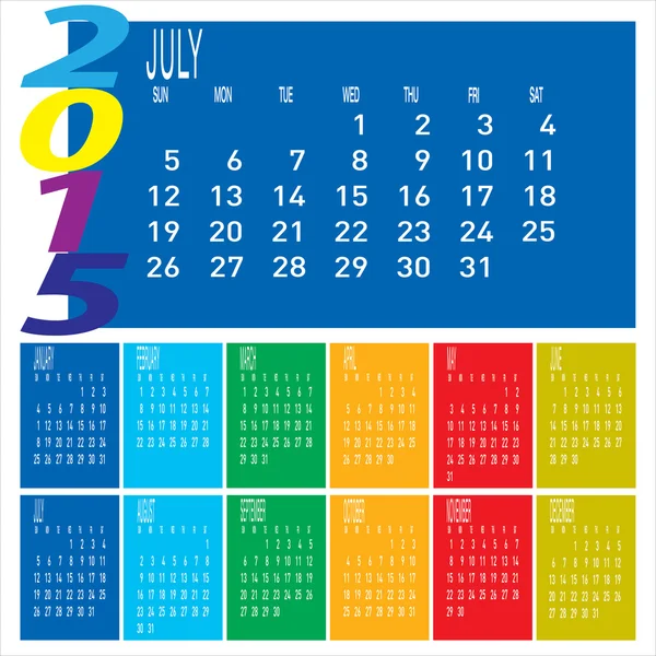 2015 年までのカラフルなカレンダー — ストックベクタ