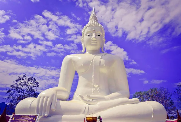 Bílý sedící buddha obraz - olejomalba — Stock fotografie