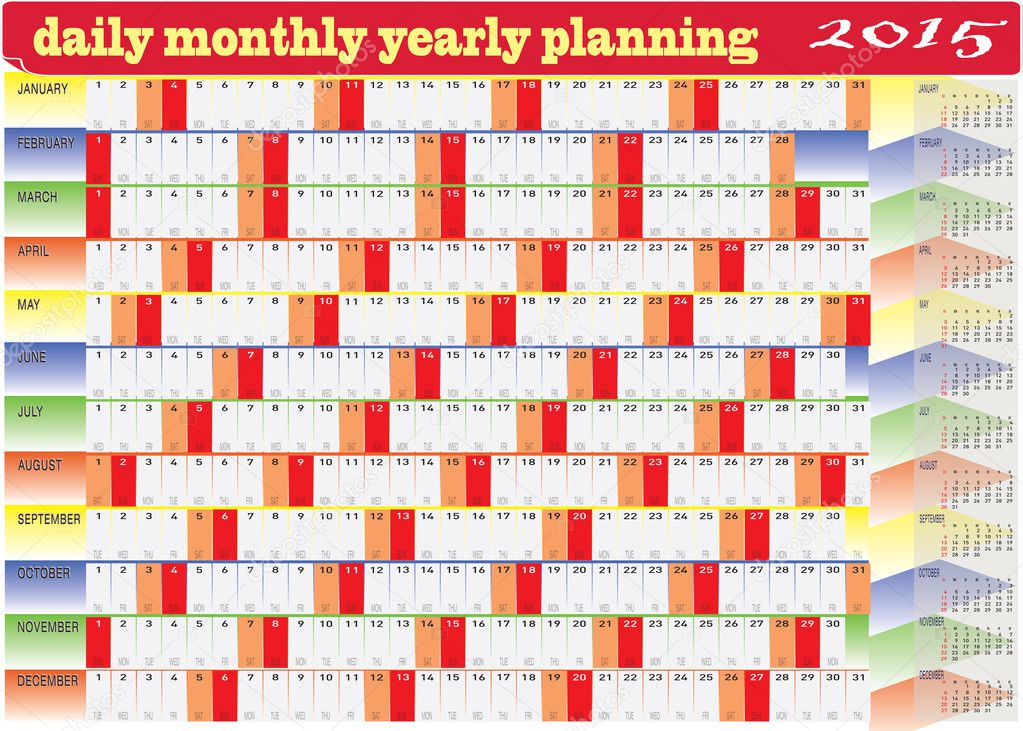 2015 Calendar Chart