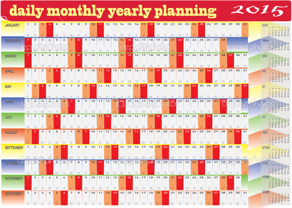 2015 Calendar Chart