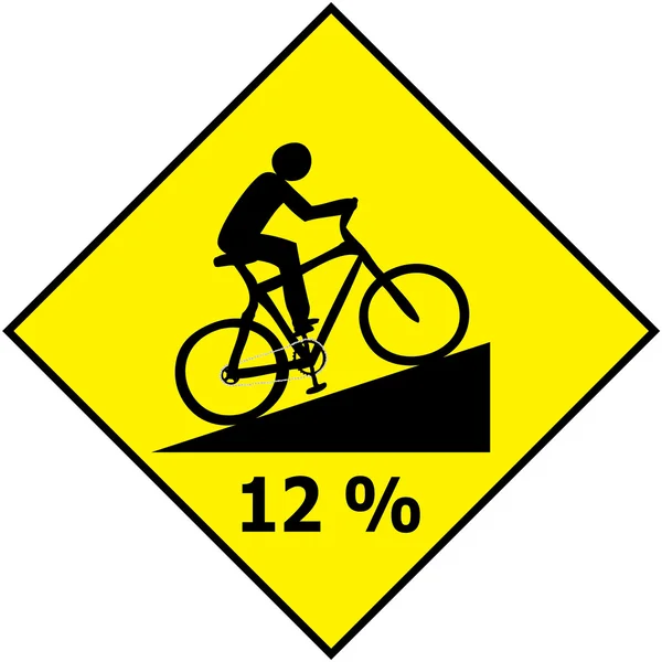 Bicycle Traffic Sign Show Uphill Slope Ratio Vector — Stock Vector